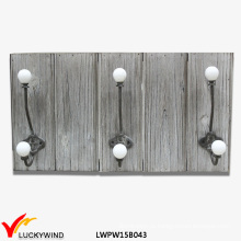 Farm Shabby Grey Wall Rack de madeira Rack Ganchos